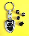 ** NOWY Breloczek MAZDA + Nakrętki na wentyle czarne komplet tuning