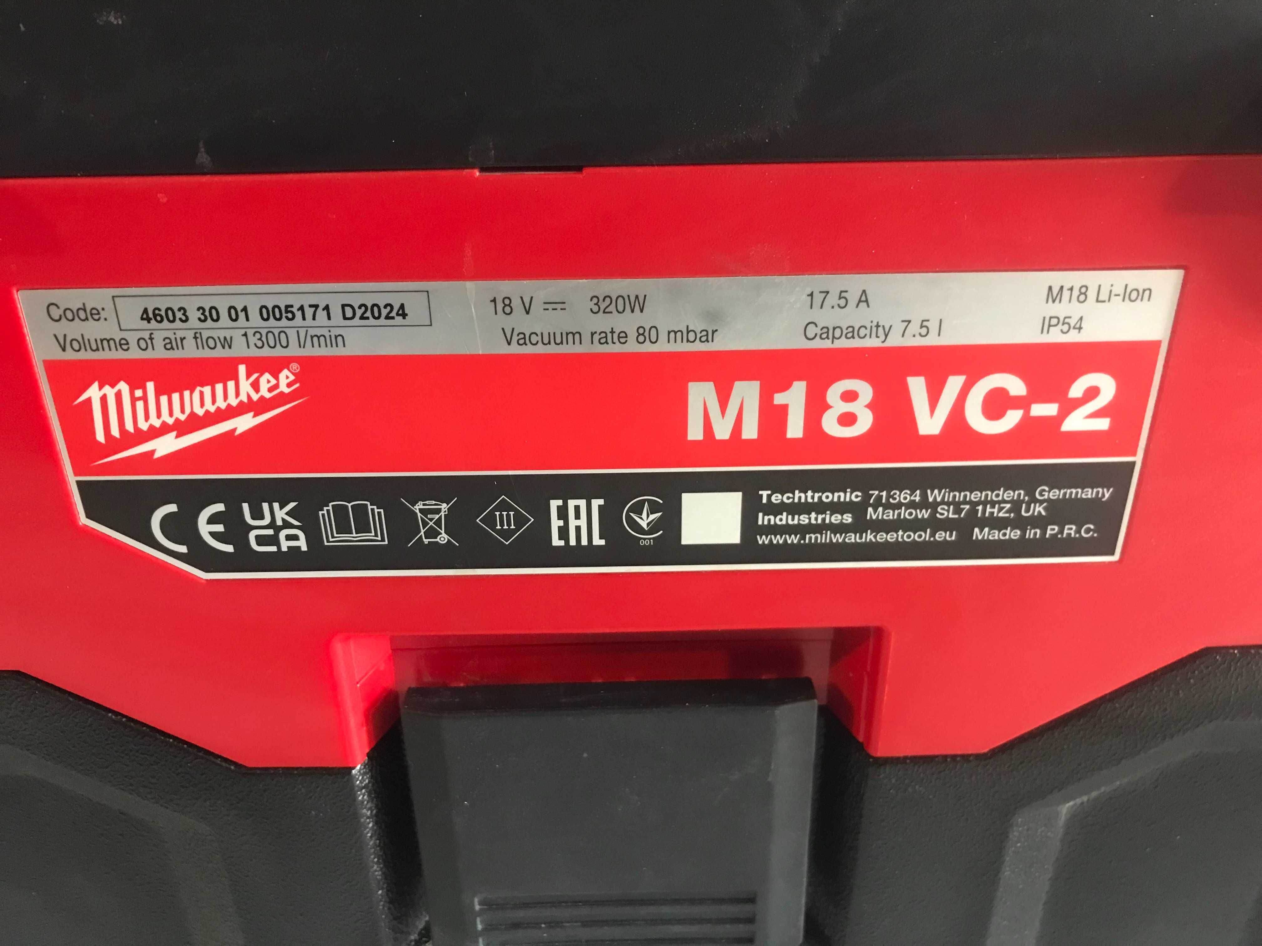 Промисловий пилосос MILWAUKEE M18 VC-2 з Англії