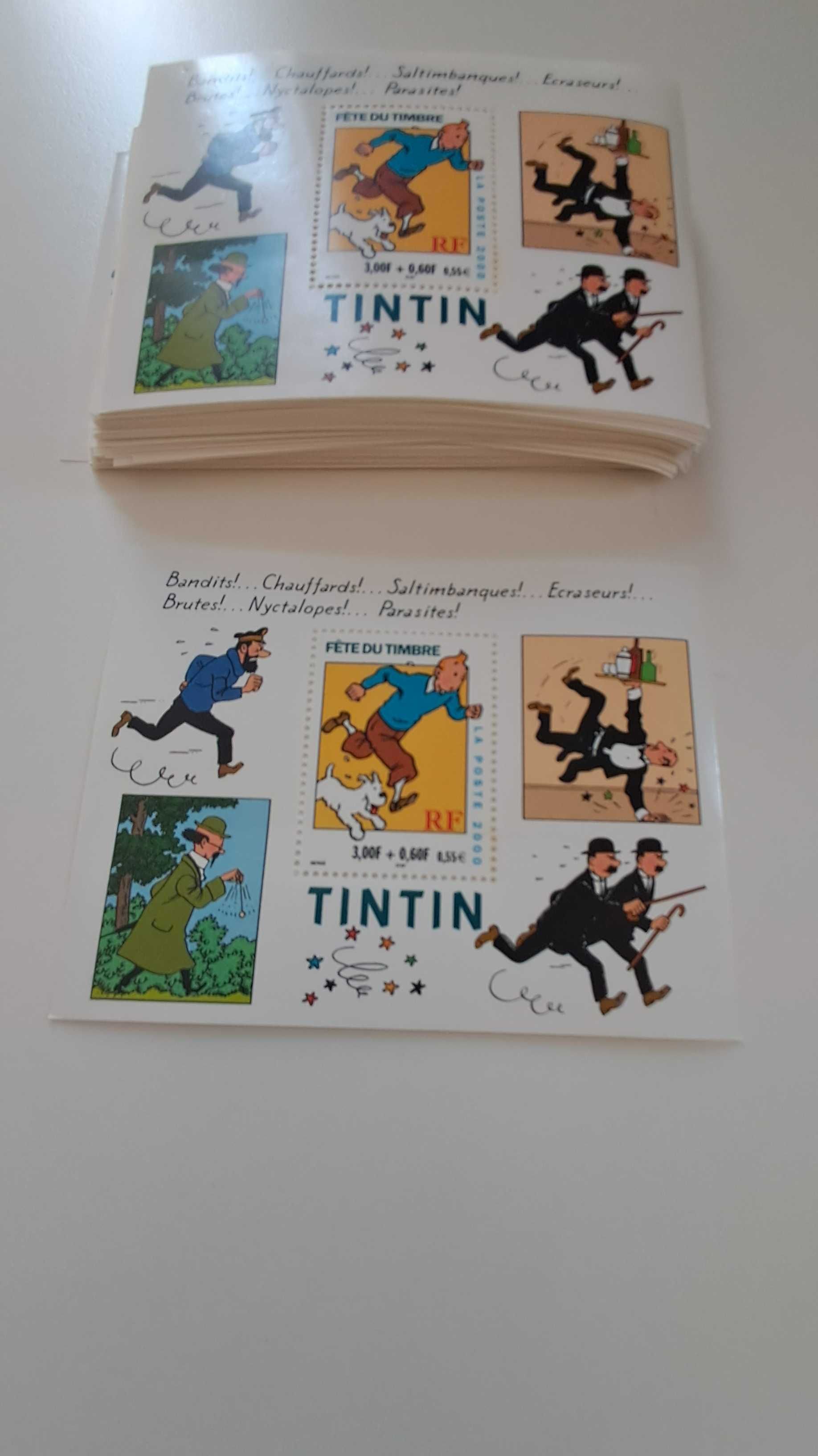 Bloco filatélico Tintin ano 2000 Yvert & Tellier edição de luxo