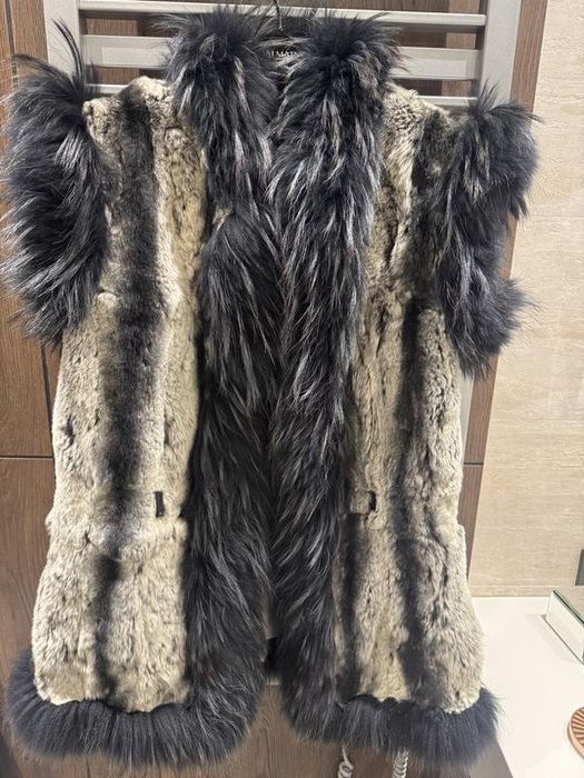 удлинённый меховой жилет лисица кролик