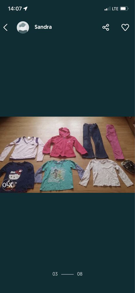 Zestaw paka markowej odzieży ADIDAS  dla dziewczynki roz. 128