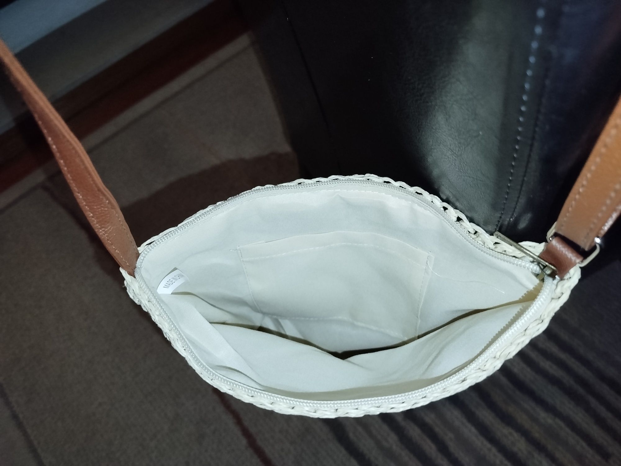 Bolsa de Ombro Ajustável Bohemia Tecida à Mão -  de Palha Sintética