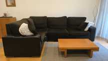 Sofa de canto castanho e preto