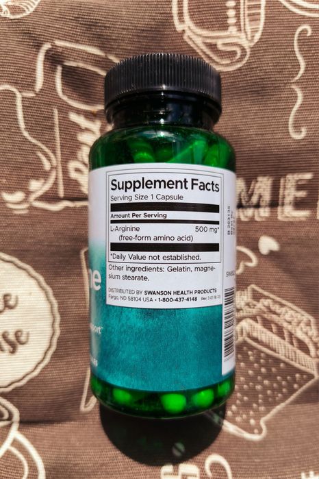 Swanson L-аргінін аргинин arginine амінокислота для чоловіків 500 850