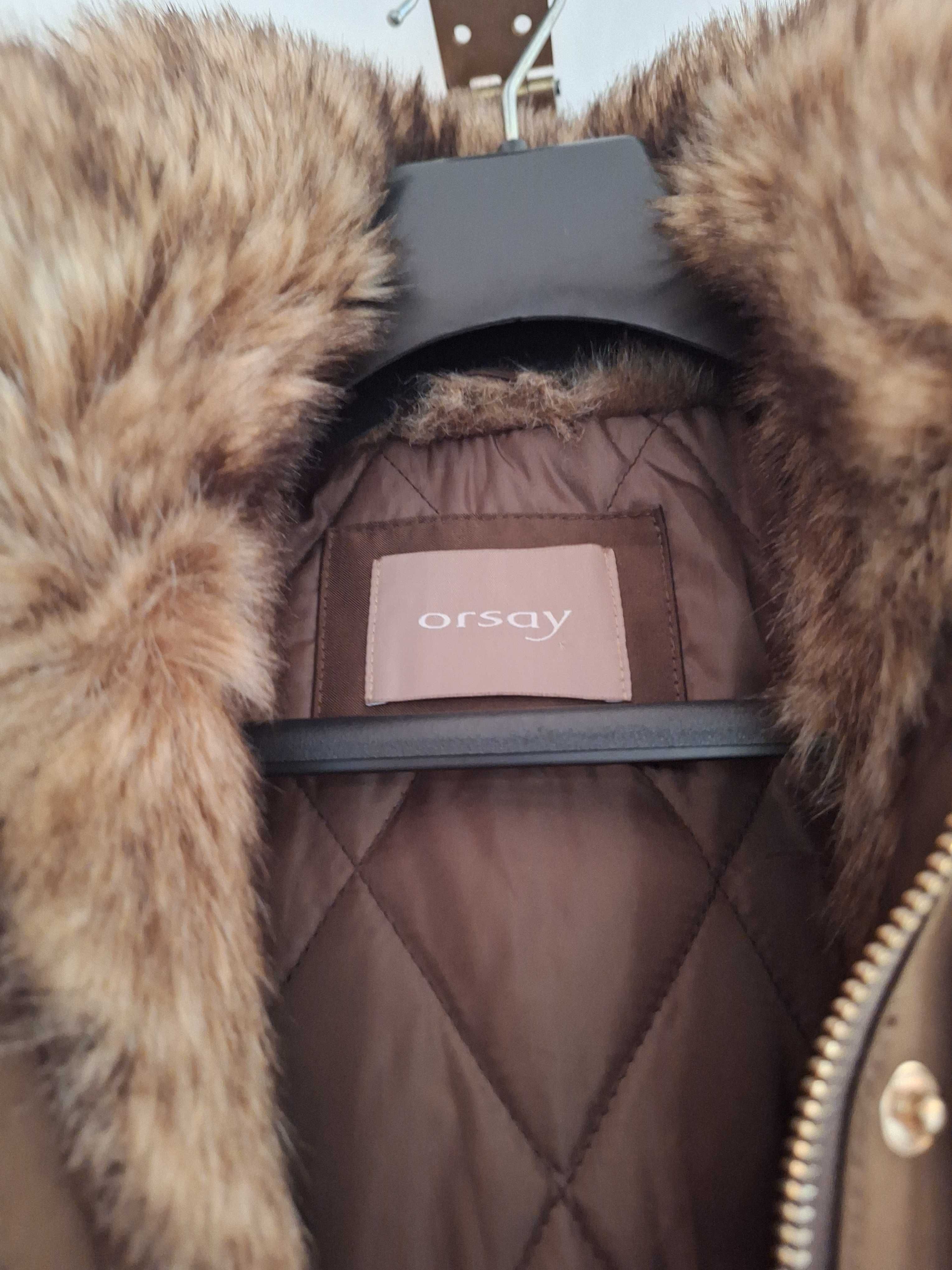 Kurtka zimowa Orsay kolor ciemnozielony khaki, rozm. 38