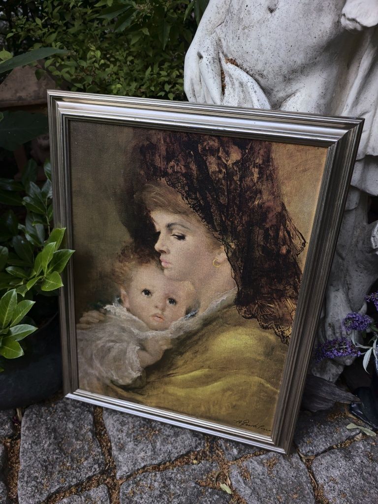 Duży obraz, reprodukcja Mother Love, Gentiliniego, reprint