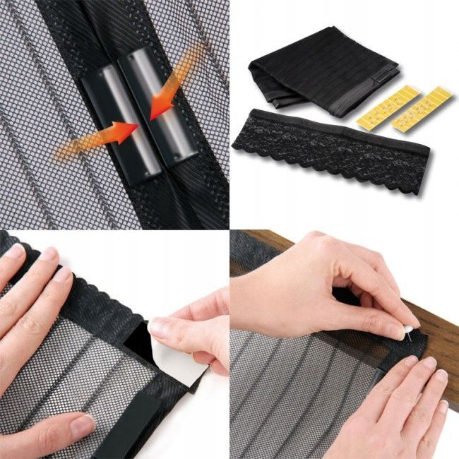 Moskitiera magnetyczna 210x100 na drzwi czarna