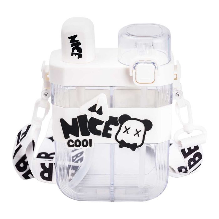 Пляшка для води подвійна Nice 620 мл з трубочкою та мундштуком