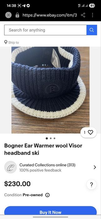Лижна пов'язка на голову bogner ear warmer із вовни