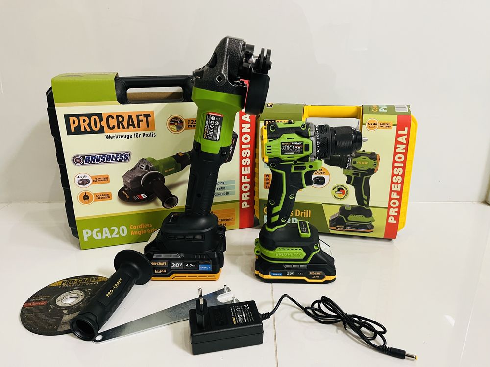 Акція! 2в1 болгарка Procraft PGA20 та шуруповерт Procraft PA18PRO