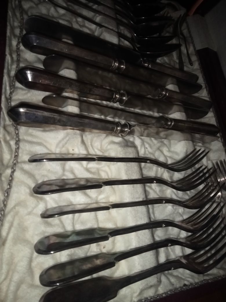 Polskie sztućce w etui Norblin Warszawa Plewkiewicz XIXw. Plater Orygi