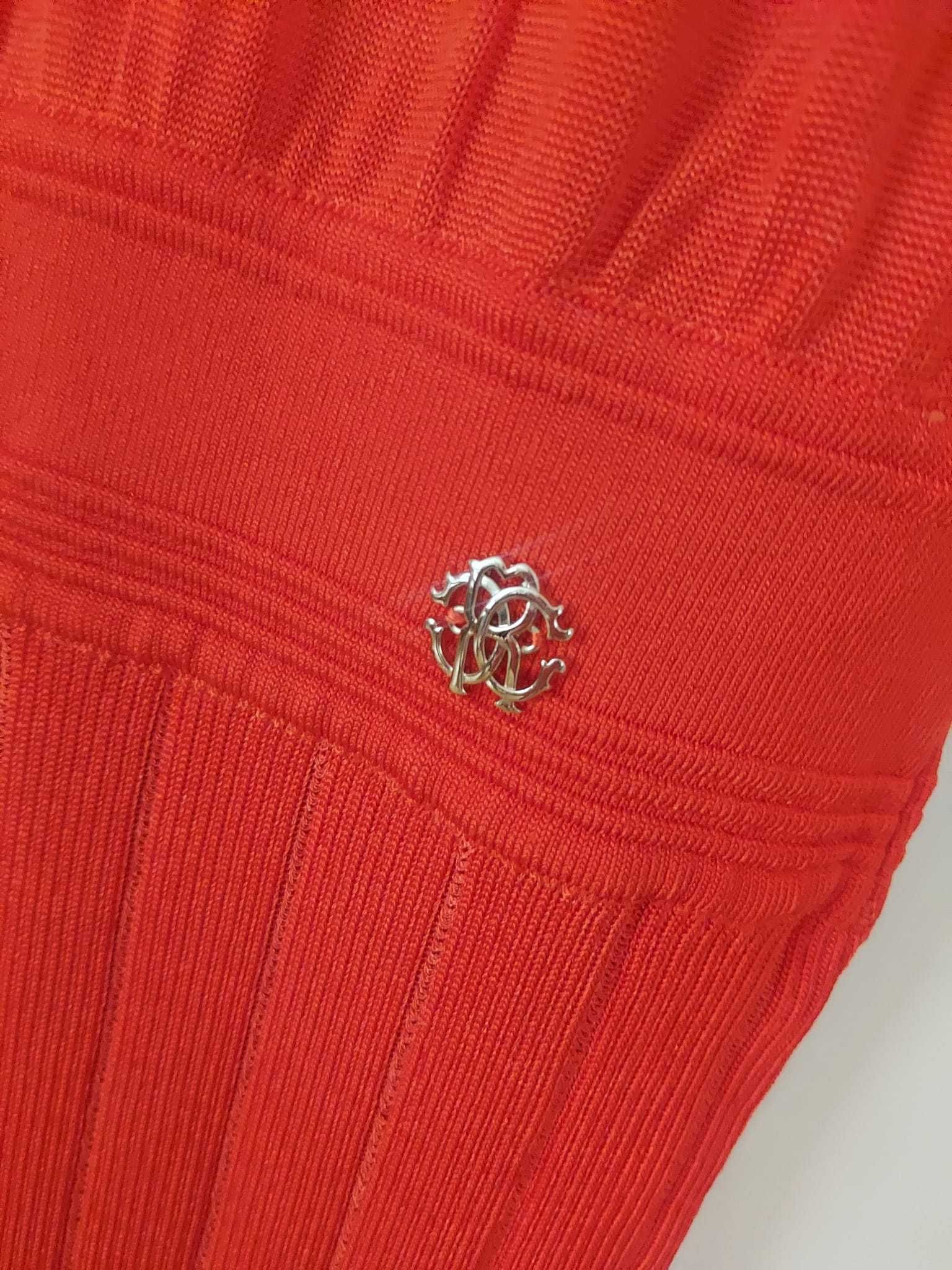 ROBERTO CAVALLI Pomarańczowa sukienka z jedwabiem 40/42