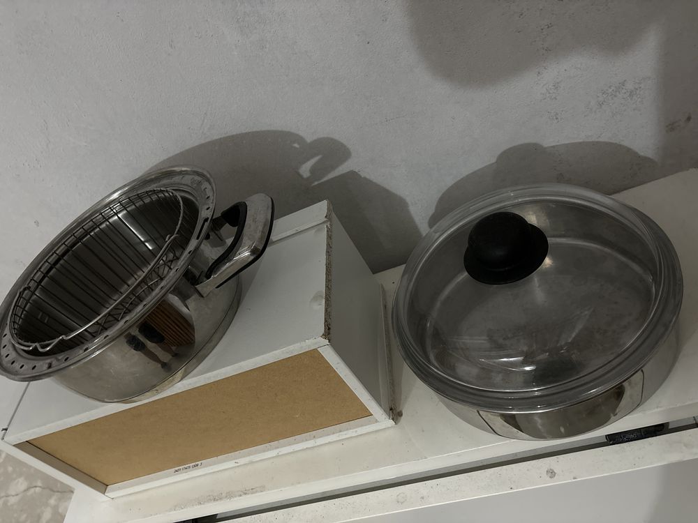 Patelnie Gerlach i Tefal z pokrywkami, kpl nowych garnkow