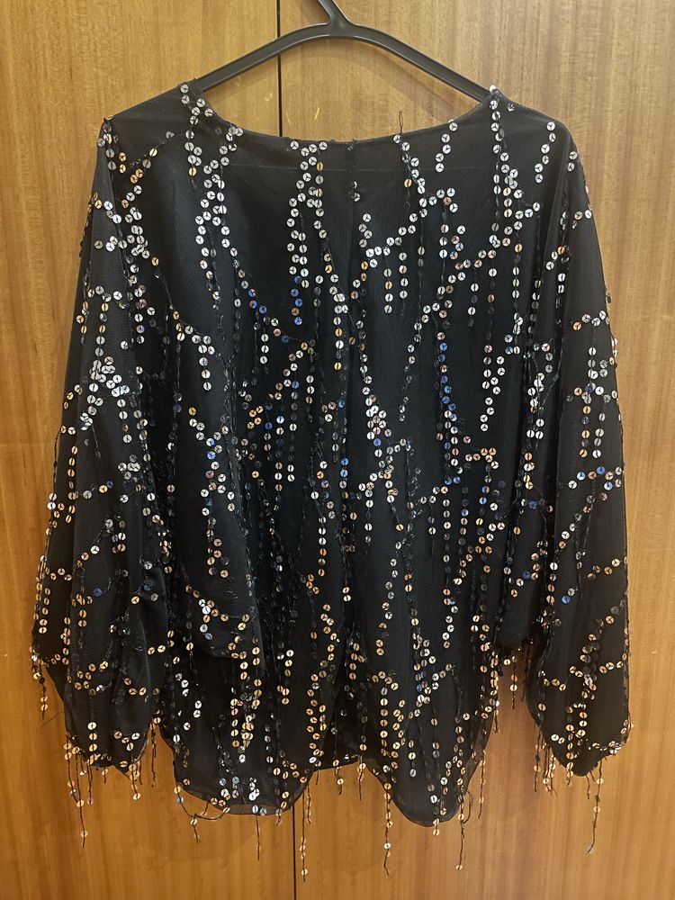 Camisola preta Lantejoulas prateadas