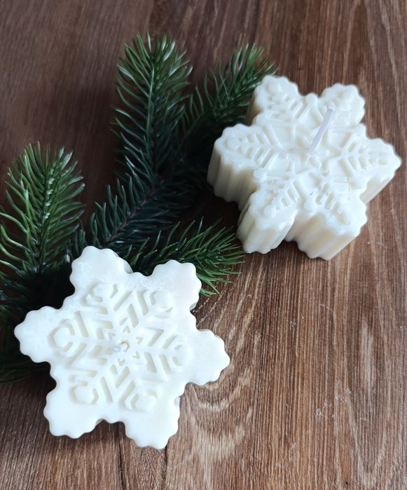 Świeczki sojowe śnieżynki gwiazdki święta Bożego Narodzenia