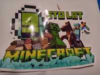 Urodziny MINECRAFT +topper+nowa świeczka 9 lat
