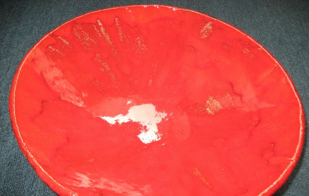 Авторская керамика RED блюдо для интерьера фруктовница конфетница ваза