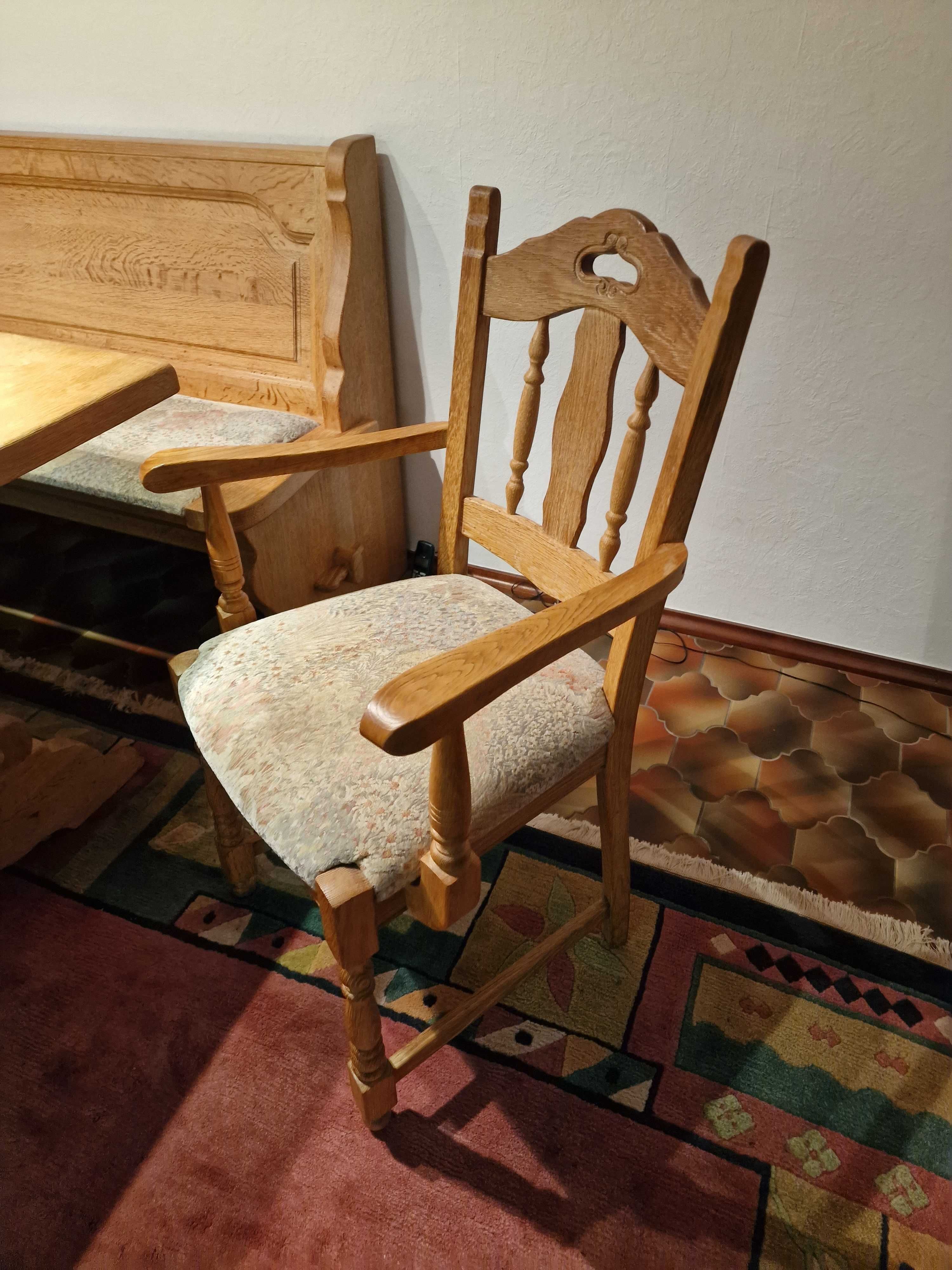 Naroznik stol rozkladany  fotrl 2 krzesla dąb