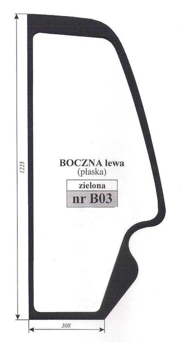 szyba ładowarka teleskopowa JCB 531   535   541 - boczna lewa B 03