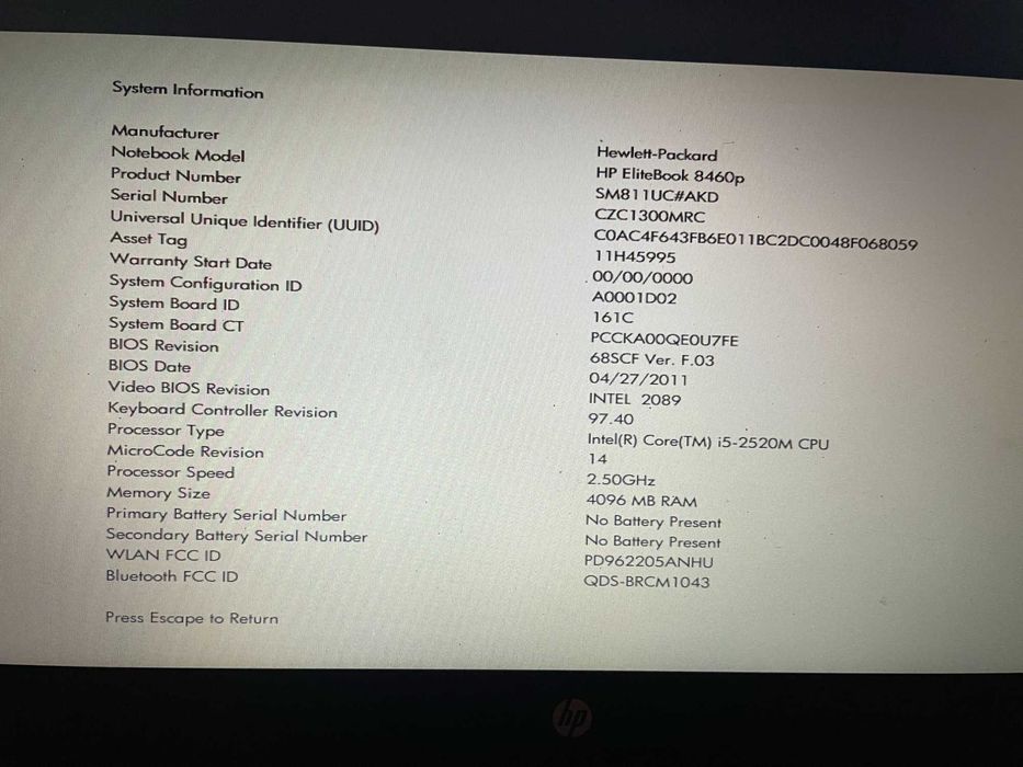 hp elitebook 8460p