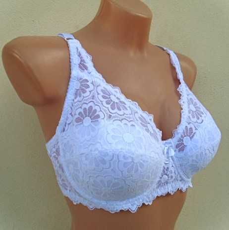 wygodny biustonosz 110F  biały  koronkowy  na fiszbinach