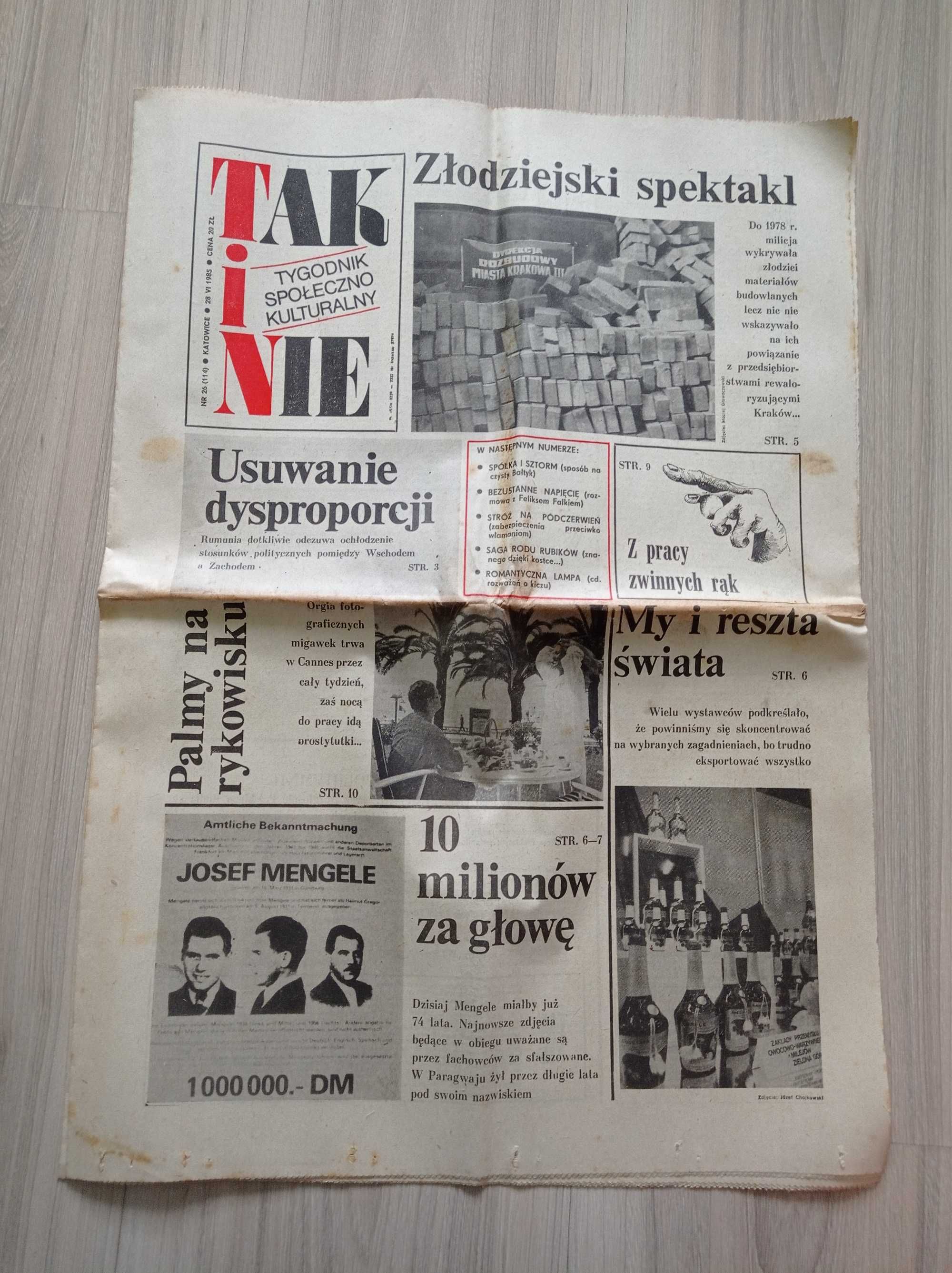 Tak i nie, tygodnik, nr 26/1985, 28 czerwca 1985