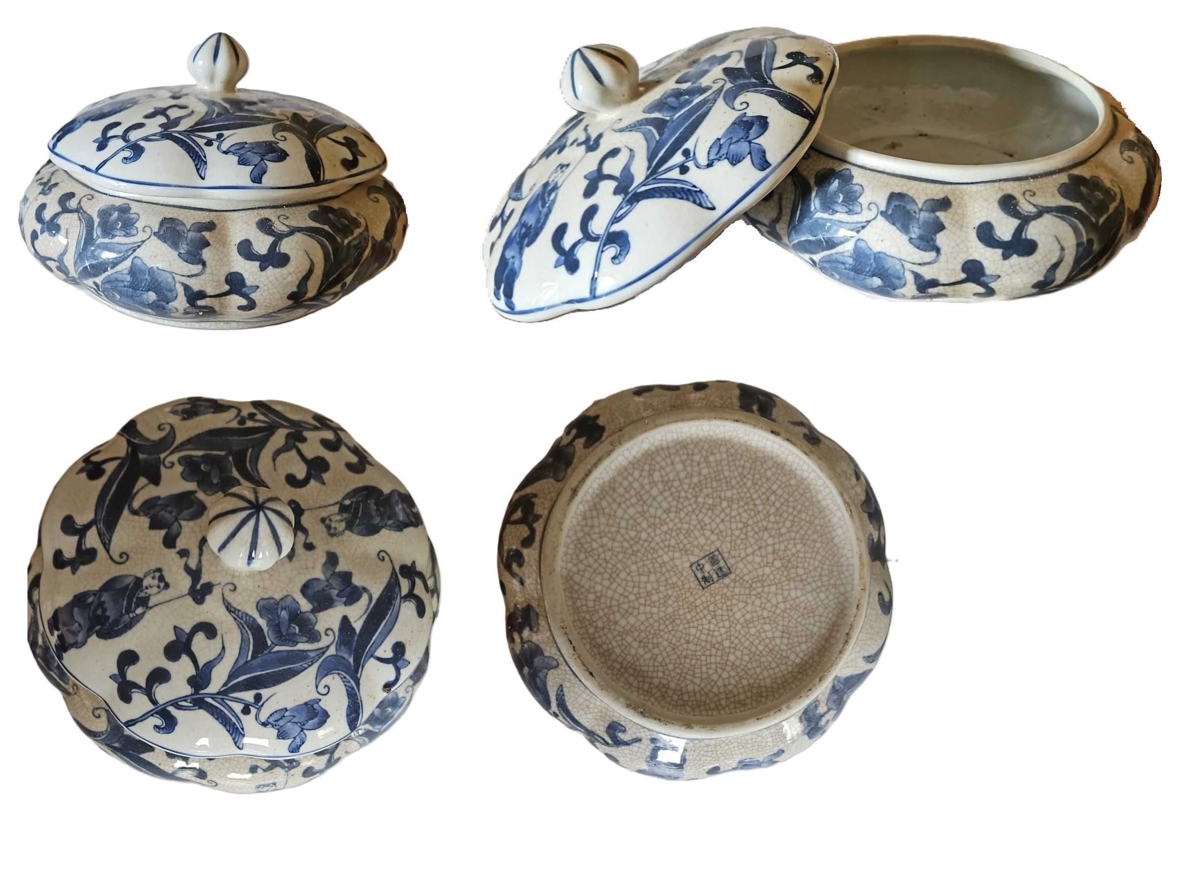 Loiça-Conjunto de 2 peças em porcelana antiga chinesa Cantão-Qianlong”