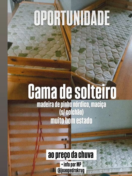 Cama de solteiro em pinho nordico