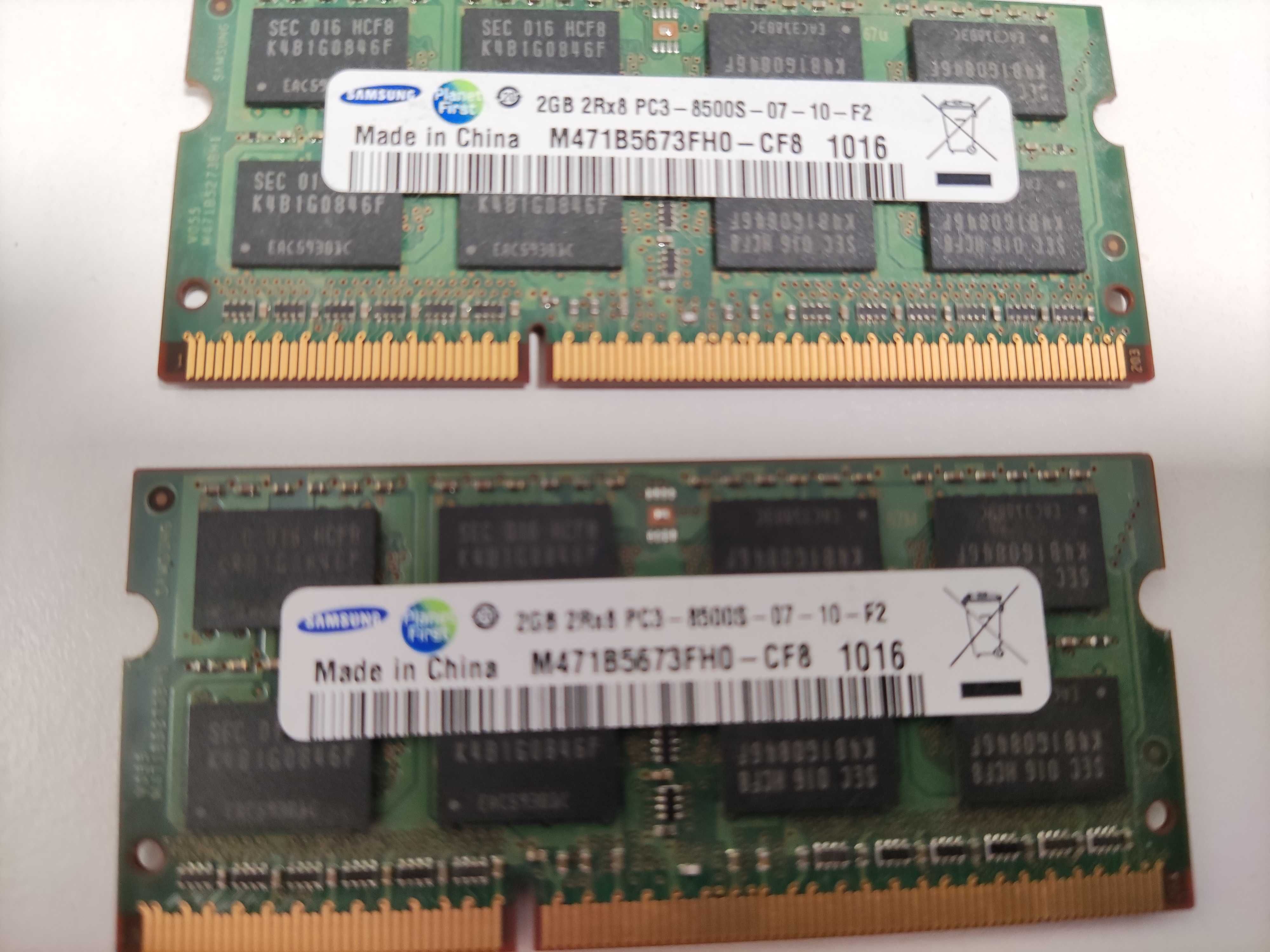 2 Memórias Samsung M471B5673FH0-CF8 2GB DDR3  204 pins SO-DIMM 2GB+2GB