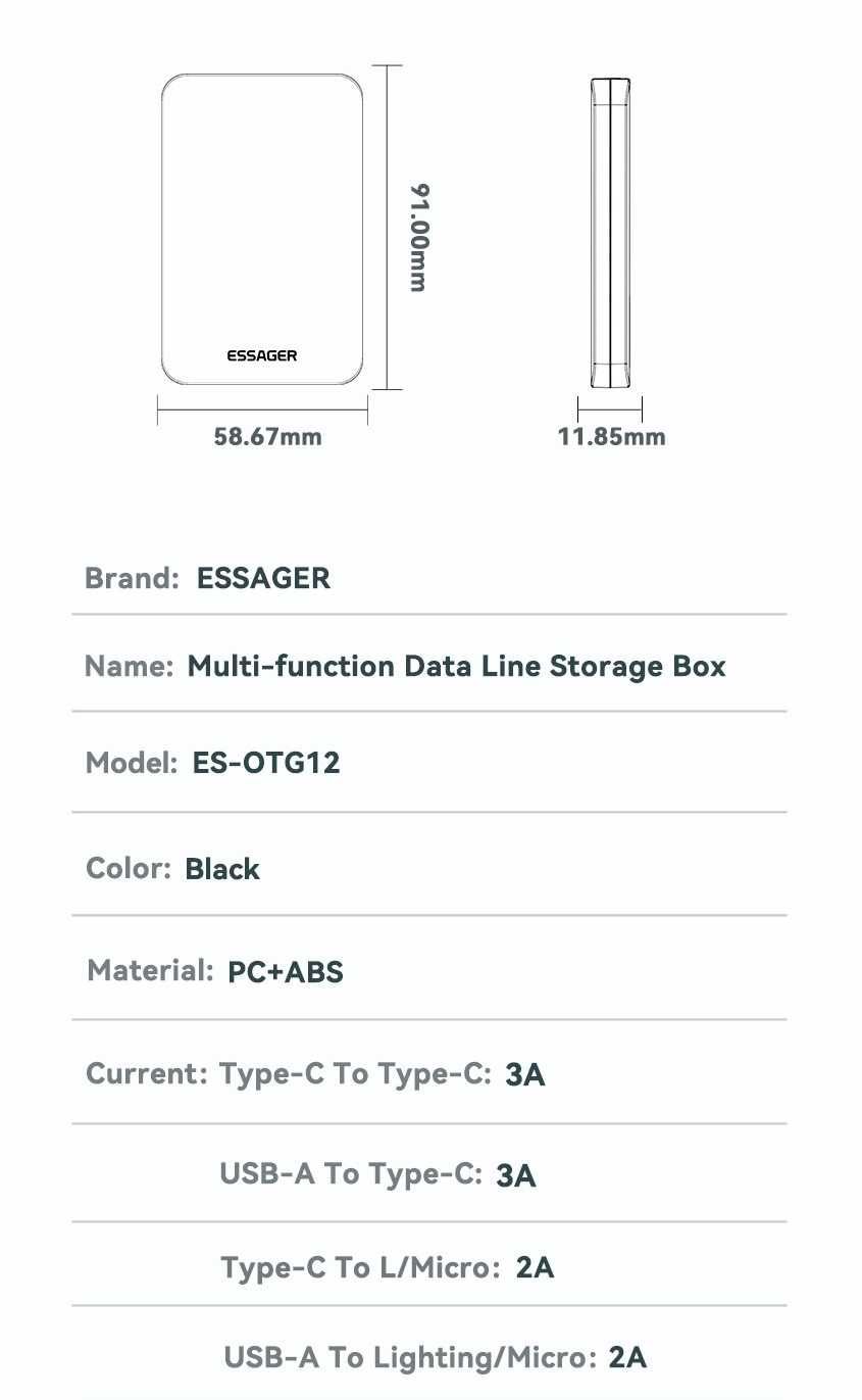 Zestaw 4w1 adapterów USB z kablem 2xTyp-C ESSAGER