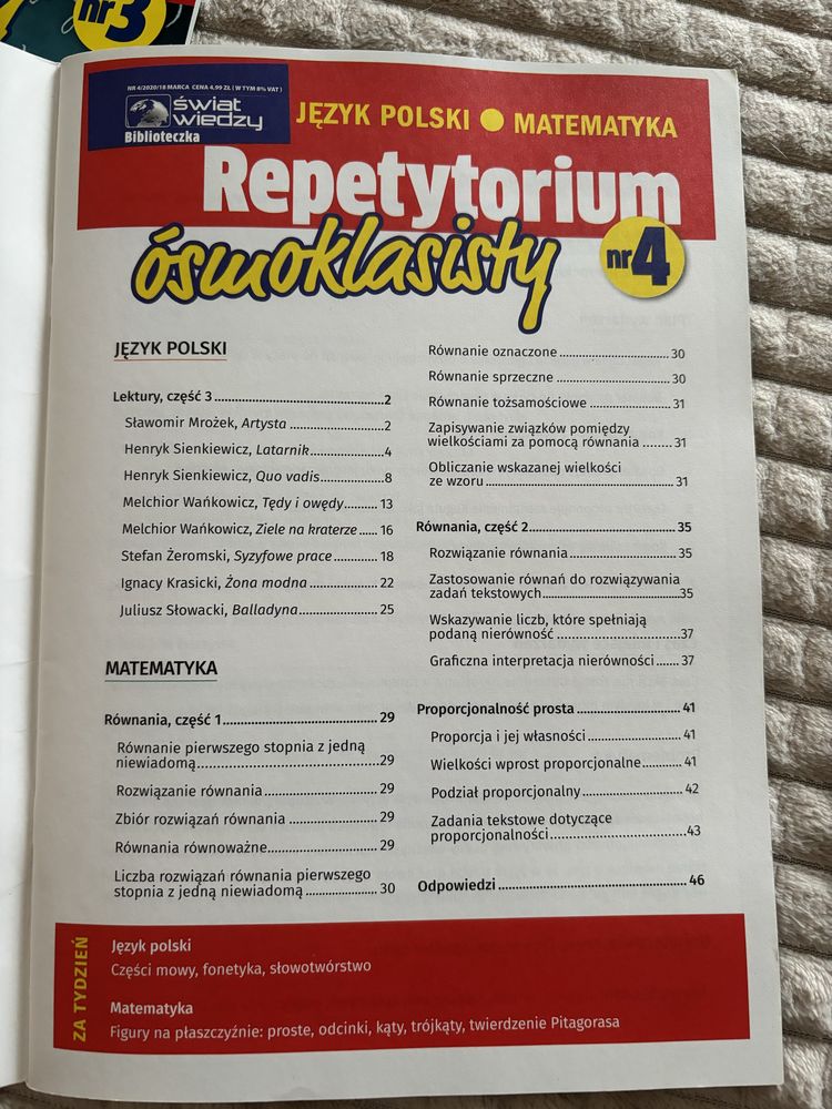 Repetytorium ósmoklasisty- 5 broszur- j.polski i matematyka