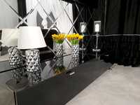 Lampka stołowa z kryształkami glamour srebrna lampka nocna
