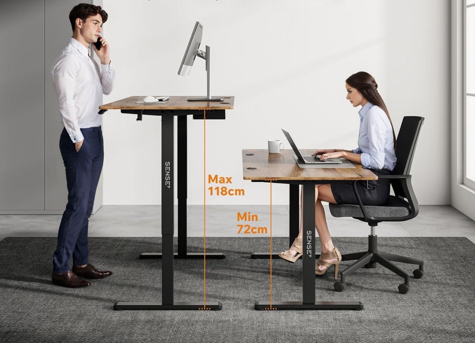 Компютерний стіл 140x70 см з електрорегулюванням висоти Sense7 Nojo