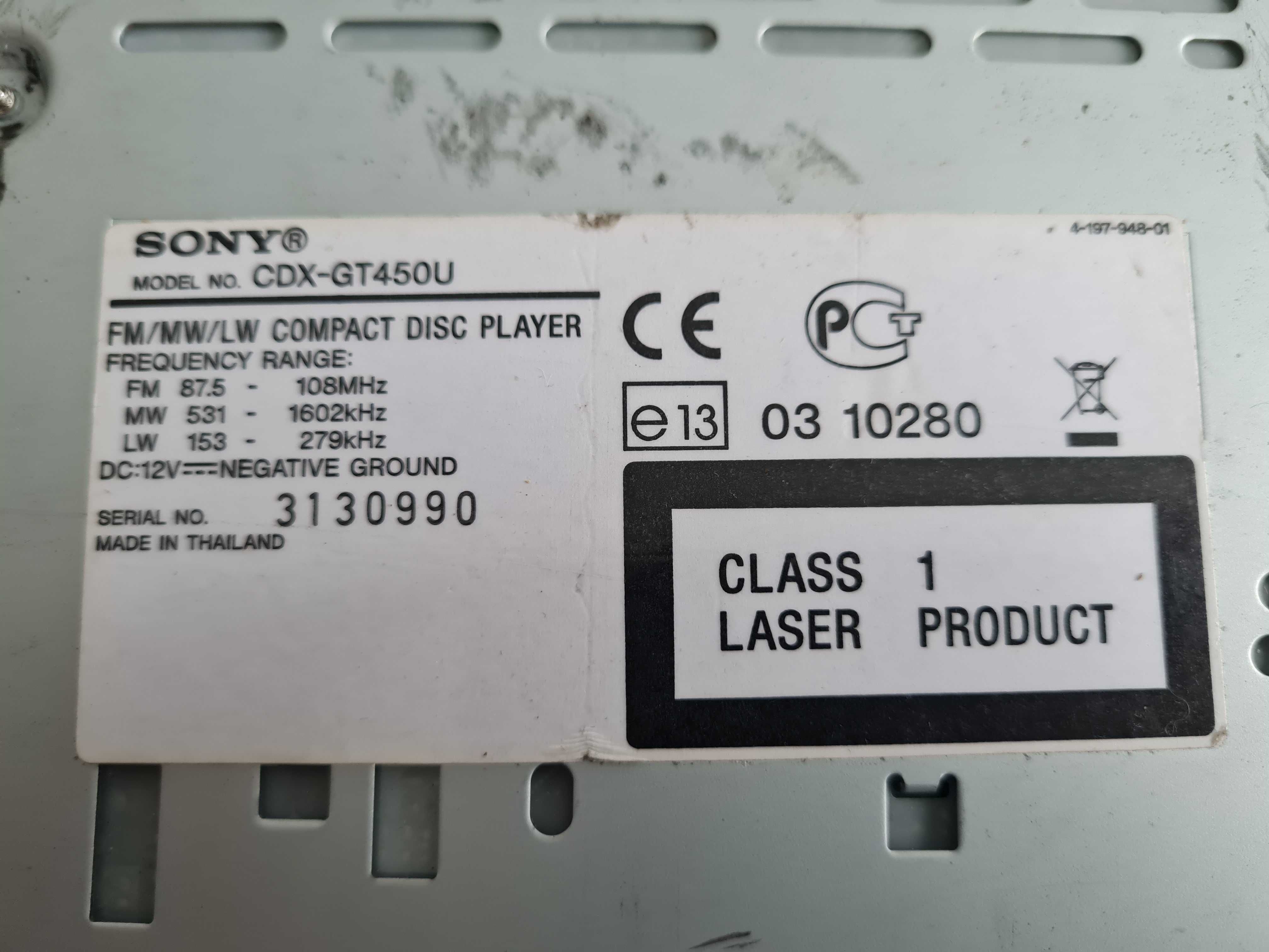 Autoradio Sony Xplod CDX-GT450U