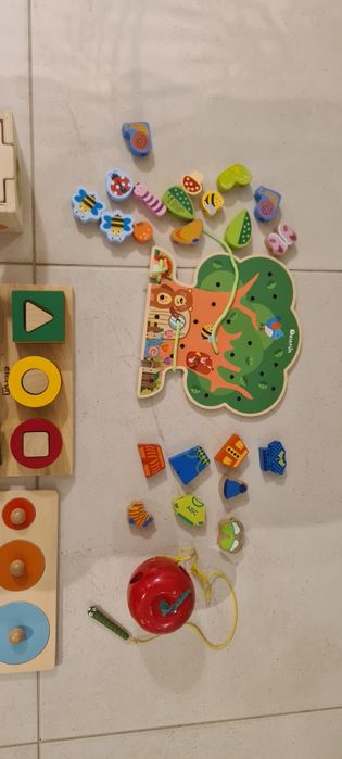 Duży zestaw zabawek drewnianych Goki Djeco