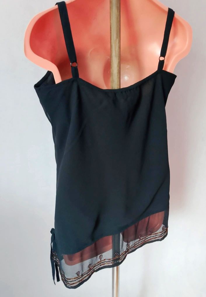 Czarna bluzka z koralikami Long Tall Sally rozmiar XL/42