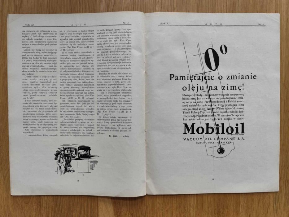 Czasopismo AUTO 1932 Mobiloil Citroen