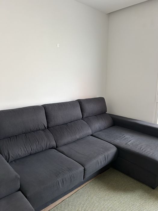 Sofá Chaise-Long Cinzento Escuro