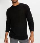 Czarny męski cienki sweter r XL piekny splot  nowy bez metki