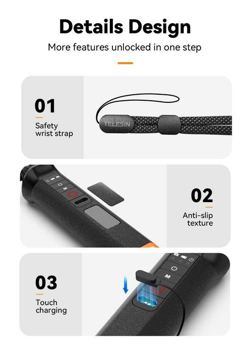 TELESIN drążek kijek wypornościowy Selfie Stick wodoodporny pilot