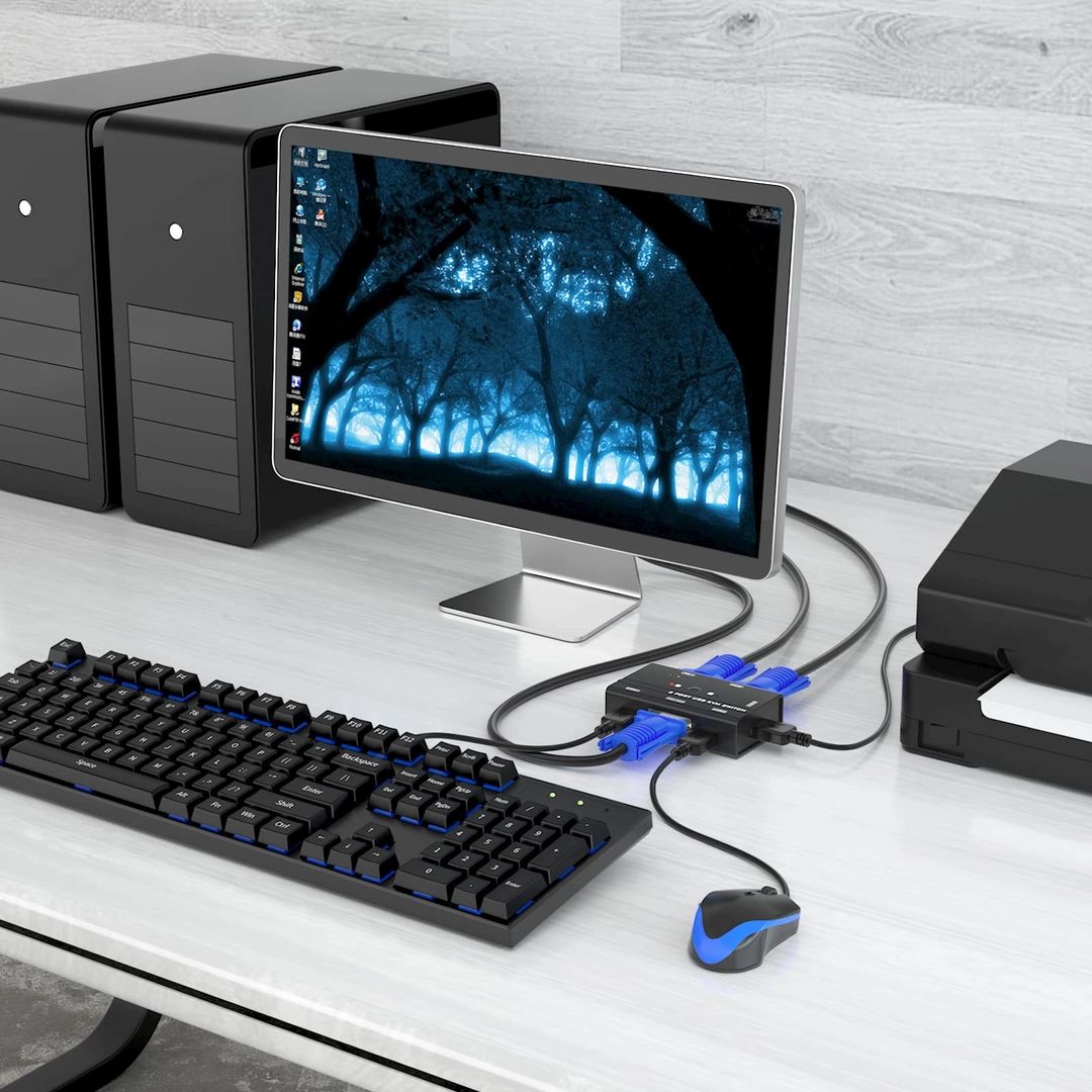 Yinker 2-Portowy Przełącznik KVM VGA z USB do Klawiatury i Myszy