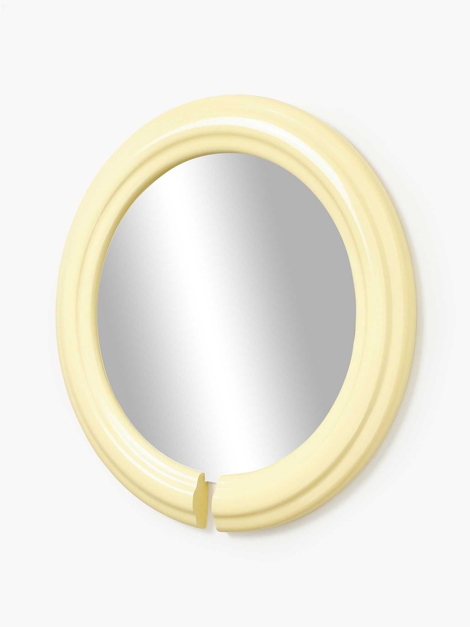 Lustro ścienne Westwing Mael retro Ø 75cm art deco żółte mała wada