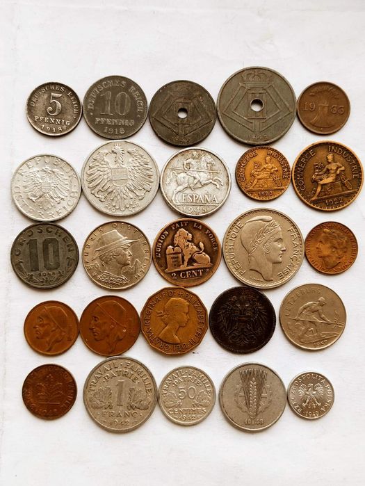 Старовинні монети світу 25шт.Старинные монеты мира 18шт.набор N3