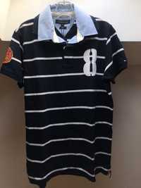 T-shirt polo granatowa niebieska w paski Tommy Hilfiger rozmiar S i M