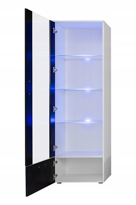 Witryna Szklana Regał Salon Biały z Półkami Bez LED 192x60