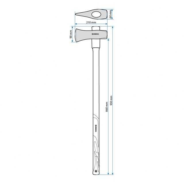 Колун кований 2500 г, ручка з фібергласу. INTERTOOL HT-0273.