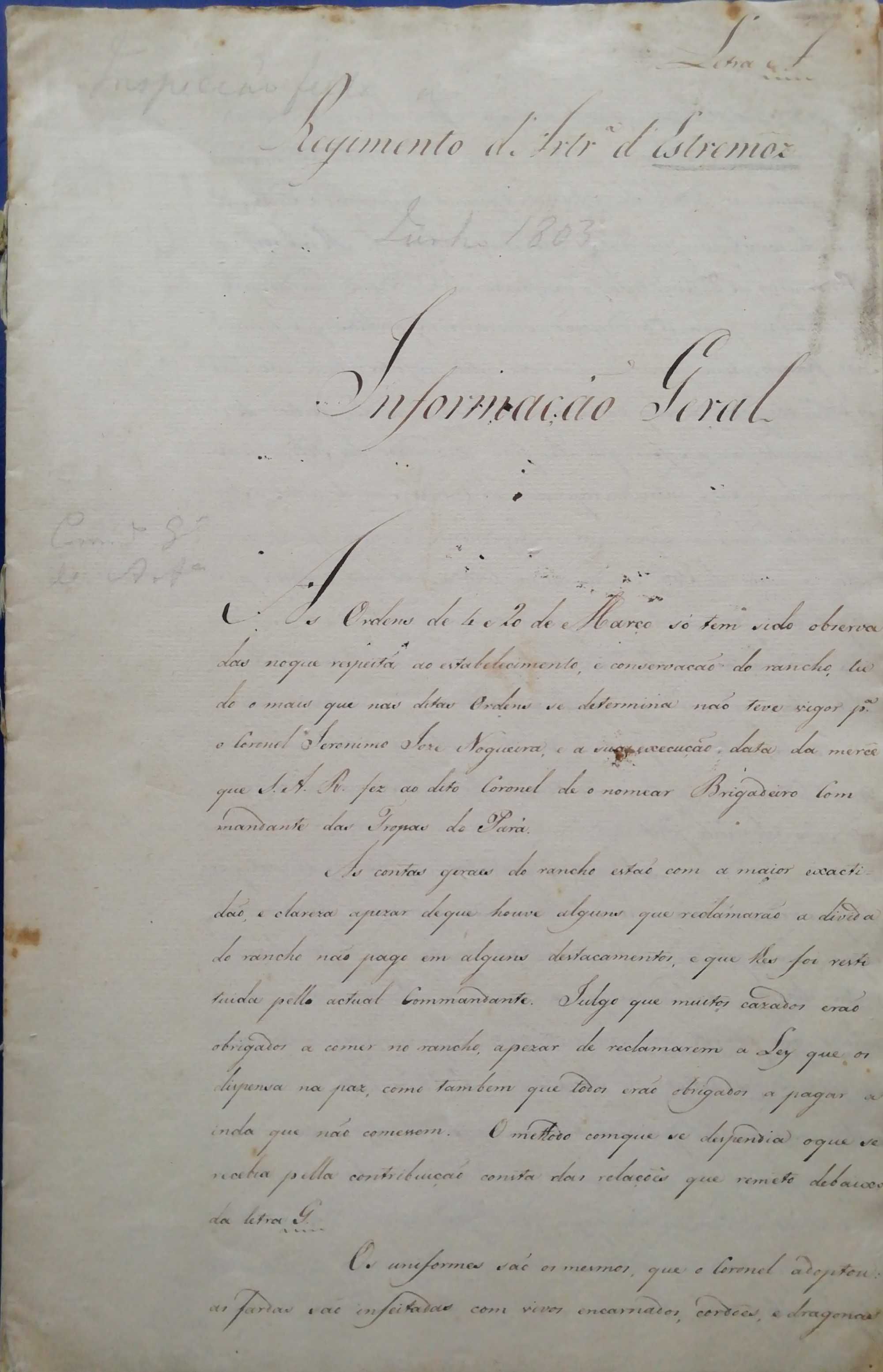 RARO Autógrafo do Polémico General Bernardim Freire de Andrade - 1803