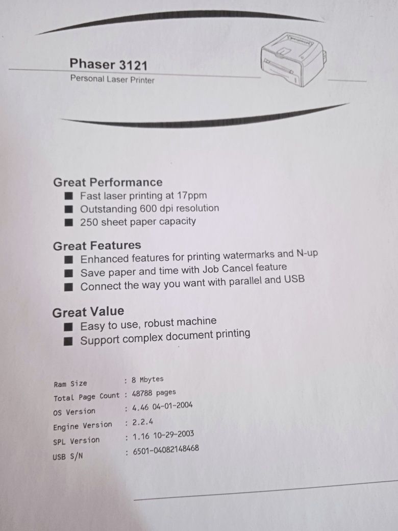 Лазерный принтер Xerox 3121