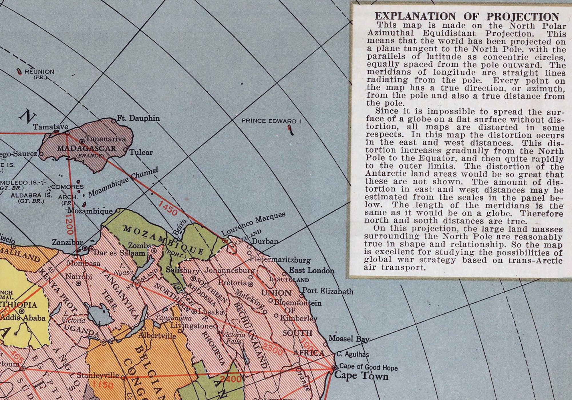 Mapa płaskiej ziemi - AirMap Polar Azimuthal Projection 100x70