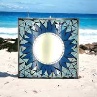 Mozaika Dekoracja Ścienna Z Lustrem Plaża Egzotyczny Wystrój Domu